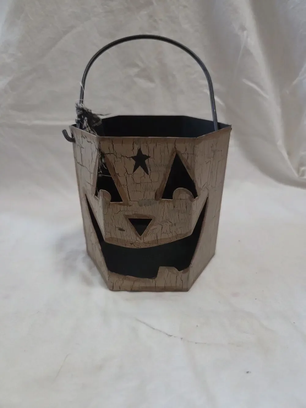 Crackle Pumpkin Silhouette Candle Holder 4